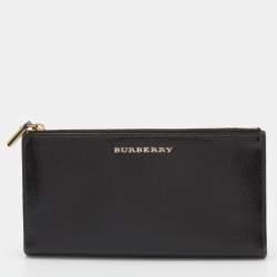 Burberry Black Patent Leather Long Zip Wallet