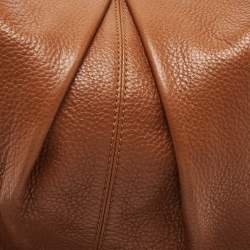 Pre Owned Burberry Brown Leather Logo Hobo