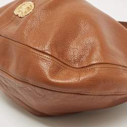 Pre Owned Burberry Brown Leather Logo Hobo
