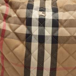 Pre Owned Burberry Brown/Beige House Check Canvas and Leather Large Hoxton Hobo