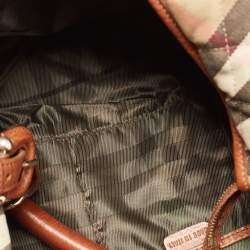 Pre Owned Burberry Brown/Beige House Check Canvas and Leather Large Hoxton Hobo