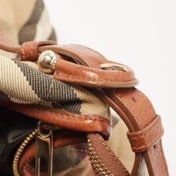 Pre Owned Burberry Brown/Beige House Check Canvas and Leather Large Hoxton Hobo