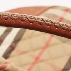Pre Owned Burberry Brown/Beige House Check Canvas and Leather Large Hoxton Hobo