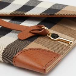 Burberry Beige House Check Canvas and Leather Clutch