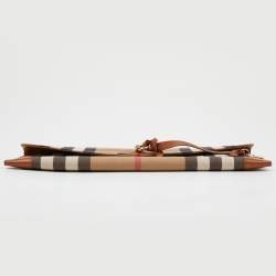 Burberry Beige House Check Canvas and Leather Clutch