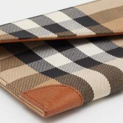 Burberry Beige House Check Canvas and Leather Clutch