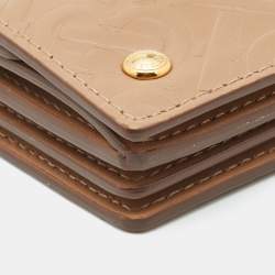 Pre Owned Burberry Beige TB Embossed Leather Jessie Card Case 