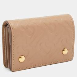Pre Owned Burberry Beige TB Embossed Leather Jessie Card Case 