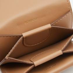 Pre Owned Burberry Beige TB Embossed Leather Jessie Card Case 