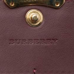 Pre Owned Burberry Burgundy Leather Flap Continental Wallet