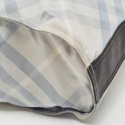 Pre Owned Burberry Black/Light Blue Nova Check Nylon and Leather Buckleigh Tote