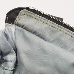 Pre Owned Burberry Black/Light Blue Nova Check Nylon and Leather Buckleigh Tote