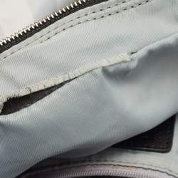 Pre Owned Burberry Black/Light Blue Nova Check Nylon and Leather Buckleigh Tote