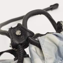 Pre Owned Burberry Black/Light Blue Nova Check Nylon and Leather Buckleigh Tote