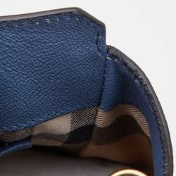 Pre Owned Burberry Blue Leather Medium Buckle Tote