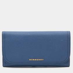 Burberry Blue Leather Flap Continental Wallet