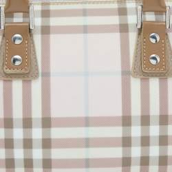 Pre Owned Burberry Pink/Beige House Check PVC and Leather Small Boston Bag