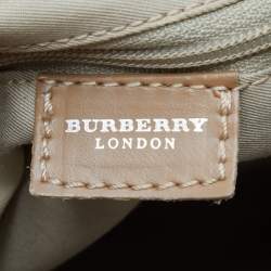 Pre Owned Burberry Pink/Beige House Check PVC and Leather Small Boston Bag