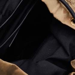 Pre Owned Burberry Gold/Black Nylon and Leather Rucksack Backpack