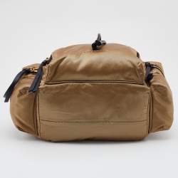 Pre Owned Burberry Gold/Black Nylon and Leather Rucksack Backpack