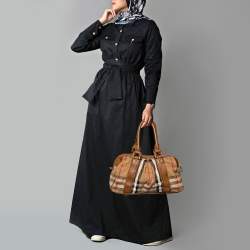 مملوكة مسبقًا Burberry Beige House Check Canvas and Leather Ashbury Knight Bag