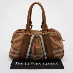 مملوكة مسبقًا Burberry Beige House Check Canvas and Leather Ashbury Knight Bag