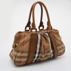 مملوكة مسبقًا Burberry Beige House Check Canvas and Leather Ashbury Knight Bag