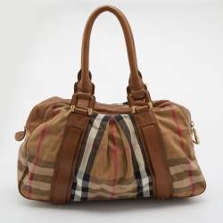 مملوكة مسبقًا Burberry Beige House Check Canvas and Leather Ashbury Knight Bag