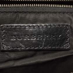 مملوكة مسبقًا Burberry Black Nova Check Nylon and Leather Studded Satchel