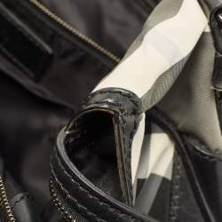 مملوكة مسبقًا Burberry Black Nova Check Nylon and Leather Studded Satchel