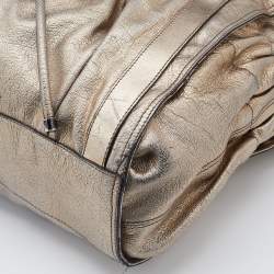 Burberry Gold Leather Large Warrior Shoulder Bag