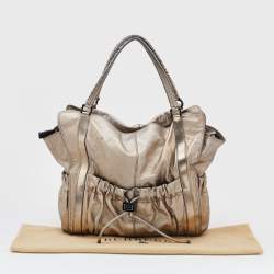 Burberry Gold Leather Large Warrior Shoulder Bag