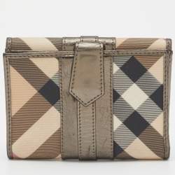 Burberry Metallic/Beige Nova Check PVC and Patent Leather French Wallet