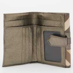 Burberry Metallic/Beige Nova Check PVC and Patent Leather French Wallet