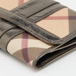 Burberry Metallic/Beige Nova Check PVC and Patent Leather French Wallet