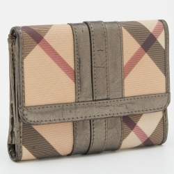 Burberry Metallic/Beige Nova Check PVC and Patent Leather French Wallet