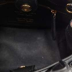Pre Owned Burberry Black/Beige Leather and House Check Fabric Baby Banner Tote