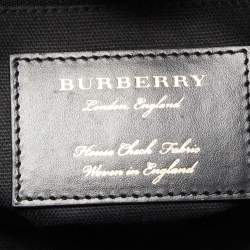 Pre Owned Burberry Black/Beige Leather and House Check Fabric Baby Banner Tote