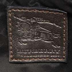 Pre Owned Burberry Metallic Perforated Floral Leather Wristlet Pouch