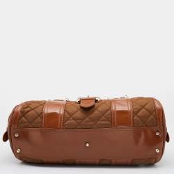 Pre Owned حقيبة بربري مانور كبيرة جلد و نايلون بني و بني فاتح