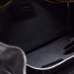 Pre Owned Burberry Black/Beige House Check Canvas and Leather Bridle Hobo
