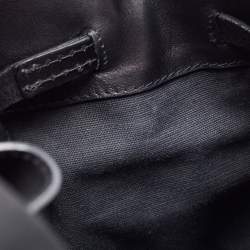 Pre Owned Burberry Black/Beige House Check Canvas and Leather Bridle Hobo