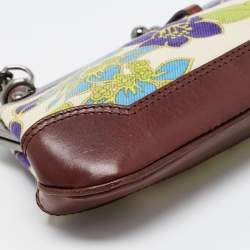 Burberry Multicolor Floral Printed Canvas and Leather Kisslock Frame Chain Clutch