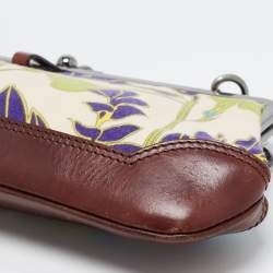 Burberry Multicolor Floral Printed Canvas and Leather Kisslock Frame Chain Clutch