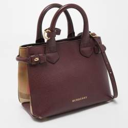 Pre Owned حقيبة يد بربري بانر صغيرة كانفاس مربعات هاوس و جلد أسود