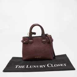 Pre Owned حقيبة يد بربري بانر صغيرة كانفاس مربعات هاوس و جلد أسود