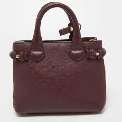 Pre Owned حقيبة يد بربري بانر صغيرة كانفاس مربعات هاوس و جلد أسود