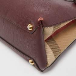 Pre Owned حقيبة يد بربري بانر صغيرة كانفاس مربعات هاوس و جلد أسود