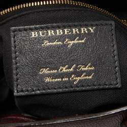 Pre Owned حقيبة يد بربري بانر صغيرة كانفاس مربعات هاوس و جلد أسود