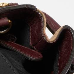 Pre Owned حقيبة يد بربري بانر صغيرة كانفاس مربعات هاوس و جلد أسود